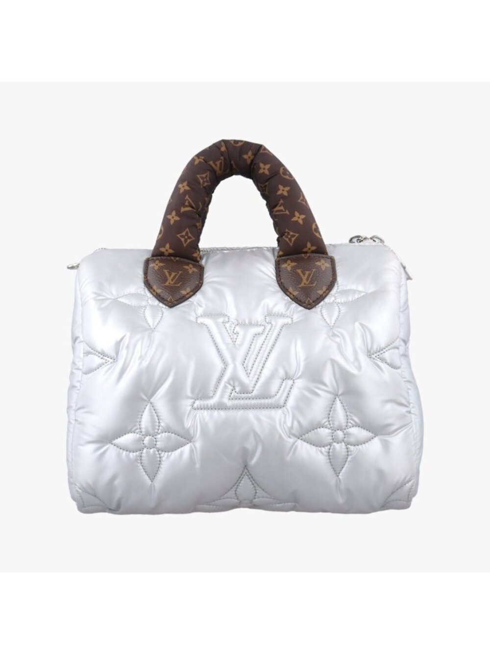 Louis Vuitton Speedy Bandouliere 25 Silver Recycled Metallic Nylon Handbag